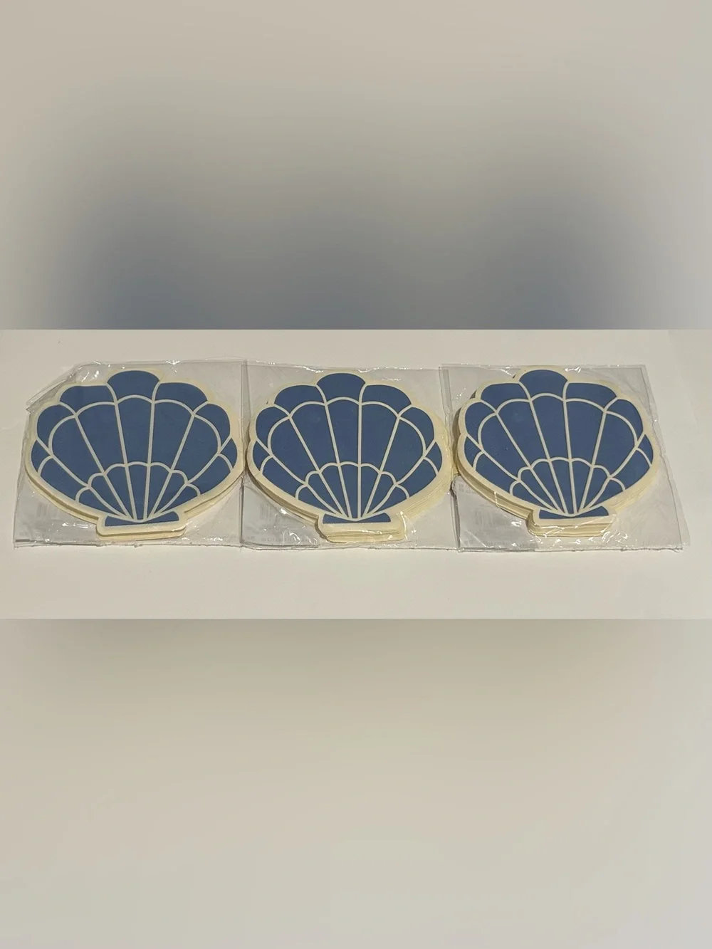 New 3 Packages of Blue and White Shells Beverage Napkins 60 Napkins Thailand